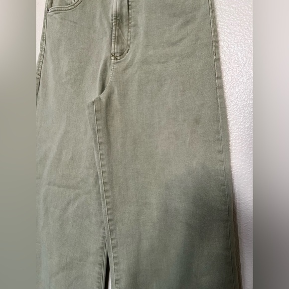 Dear John cool sage green wide leg denim jeans distressed trim - Picture 3 of 6
